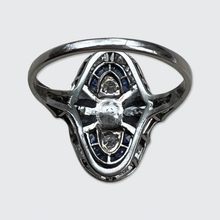 Load image into Gallery viewer, Art Deco Enamel, Sapphire &amp; Diamond Ring