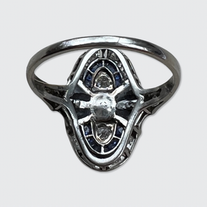 Art Deco Enamel, Sapphire & Diamond Ring