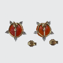 Load image into Gallery viewer, Carnelian &amp; Diamond Flower Earrings