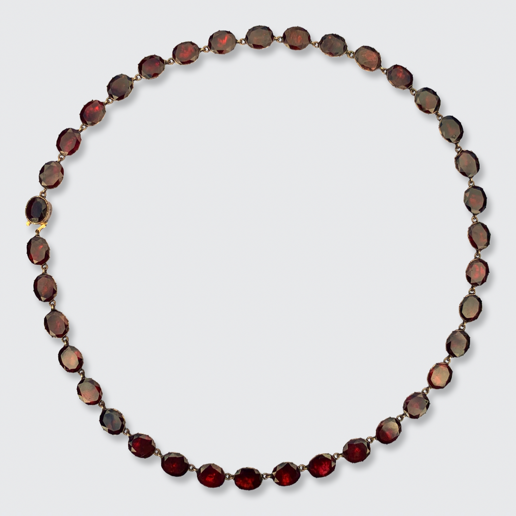 Flat-Cut Garnet Rivière Necklace