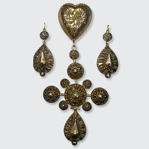 French Silver Gilt Grande Croix Bosse Set, in Original Box
