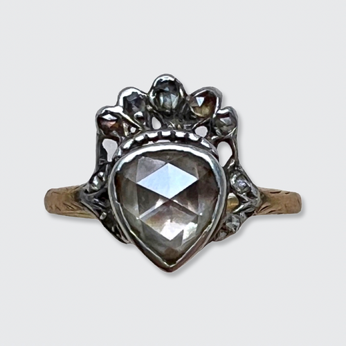 Rose-Cut Diamond Crowned Heart Ring