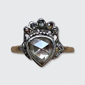 Rose-Cut Diamond Crowned Heart Ring