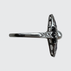 Art Deco Enamel, Sapphire & Diamond Ring
