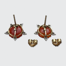 Load image into Gallery viewer, Carnelian &amp; Diamond Flower Earrings