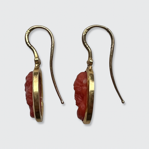 Victorian Coral Cameo Earrings