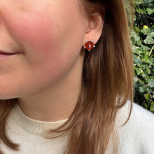 Load image into Gallery viewer, Carnelian &amp; Diamond Flower Earrings