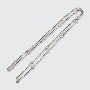 Reserved, payment 1/4: Platinum Pearl Station Necklace