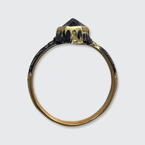 Renaissance Rock Crystal & Black Enamel Ring