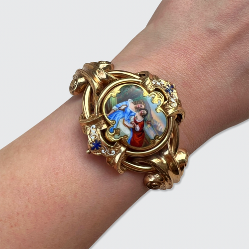 Rare Victorian Enamel Watch Bracelet