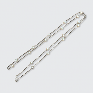Reserved, payment 1/4: Platinum Pearl Station Necklace