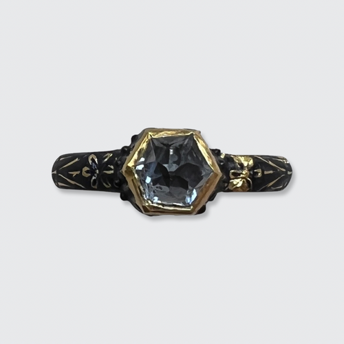 Renaissance Rock Crystal & Black Enamel Ring