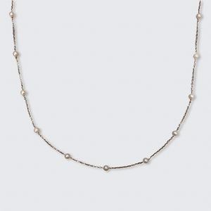 Reserved, payment 1/4: Platinum Pearl Station Necklace