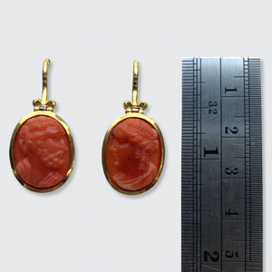 Victorian Coral Cameo Earrings