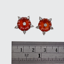 Load image into Gallery viewer, Carnelian &amp; Diamond Flower Earrings